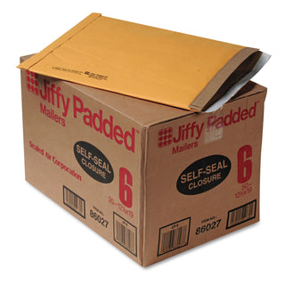 Sealed Air Jiffy Padded Mailer, #6, Paper Lining, Self-Adhesive Closure, 12.5 x 19, Natural Kraft, 50/Carton (SEL64371)