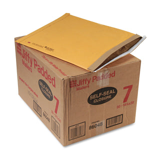 Sealed Air Jiffy Padded Mailer, #7, Paper Lining, Self-Adhesive Closure, 14.25 x 20, Natural Kraft, 50/Carton (SEL64542)
