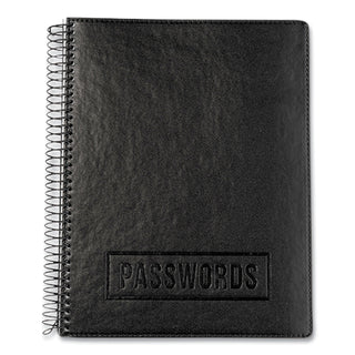 RE-Focus The Creative Office Executive Format Password Log Book, 576 Total Entries, 4 Entries/Page, Black Faux-Leather Cover, (72) 10 x 7.6 Sheets (RFCEXPWBOOKBLK)