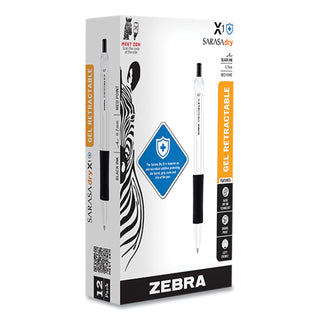 Zebra® Sarasa Dry X1+ Retractable Gel Pen, Medium 0.7 mm, Black Ink, White Barrel, 12/Pack (ZEB41510)