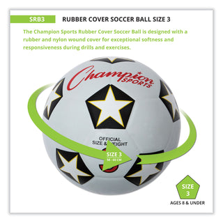 Champion Sports Rubber Sports Ball, For Soccer, No. 3 Size, White/Black (CSISRB3)