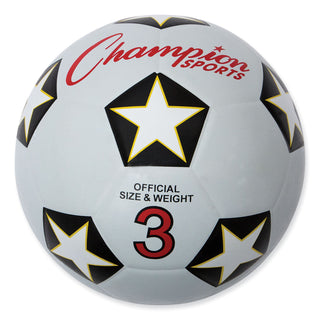 Champion Sports Rubber Sports Ball, For Soccer, No. 3 Size, White/Black (CSISRB3)