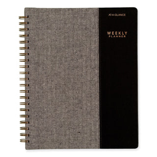 AT-A-GLANCE® Signature Collection Black/Gray Felt Weekly/Monthly Planner, 11.25 x 9.5, Black/Gray Cover, 13-Month: Jan 2025 to Jan 2026 (AAGYP90505)