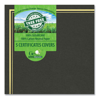 Geographics® Certificate/Document Cover, 9.75" x 12.5", Black With Gold Foil, 5/Pack (GEO49029)