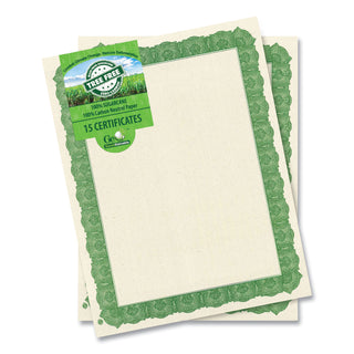 Geographics® Award Certificates, 8.5 x 11, Natural with Green Braided Border, 15/Pack (GEO49016)