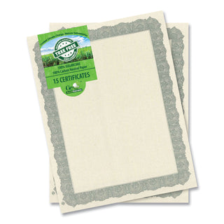 Geographics® Award Certificates, 8.5 x 11, Natural with Silver Braided Border. 15/Pack (GEO49009)