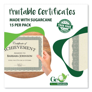 Geographics® Award Certificates, 8.5 x 11, Natural with Silver Braided Border. 15/Pack (GEO49009)
