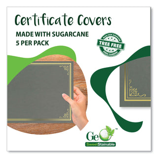 Geographics® Certificate/Document Cover, 9.75" x 12.5", Gray With Gold Foil, 5/Pack (GEO49114)