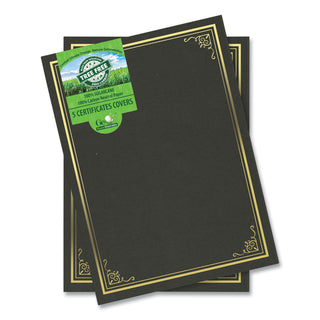 Geographics® Certificate/Document Cover, 9.75" x 12.5", Black With Gold Foil, 5/Pack (GEO49029)