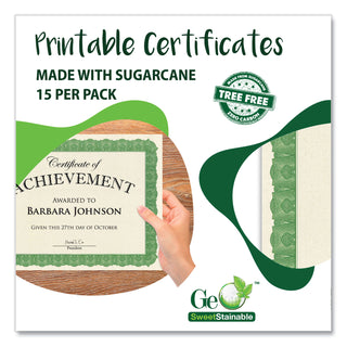 Geographics® Award Certificates, 8.5 x 11, Natural with Green Braided Border, 15/Pack (GEO49016)
