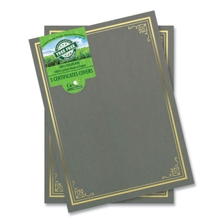 Geographics® Certificate/Document Cover, 9.75" x 12.5", Gray With Gold Foil, 5/Pack (GEO49114)