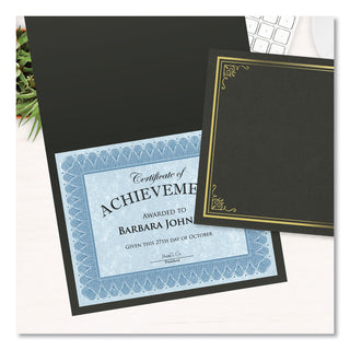 Geographics® Certificate/Document Cover, 9.75" x 12.5", Black With Gold Foil, 5/Pack (GEO49029)