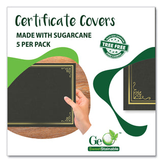 Geographics® Certificate/Document Cover, 9.75" x 12.5", Black With Gold Foil, 5/Pack (GEO49029)