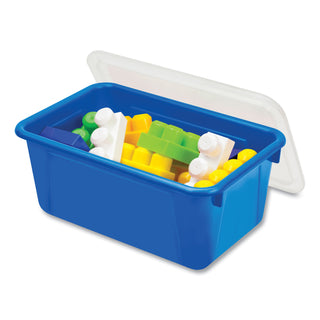 Storex Cubby Bin with Lid, 1 Section, 2 gal, 8.2 x 12.5 x 11.5, Blue, 5/Pack (STX62408U05C)