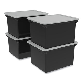 Storex Tote with Comfort Edges, Legal/Letter, 13.9" x 18.3" x 10.6", Black, 4/Carton (STX61528U04CCT)