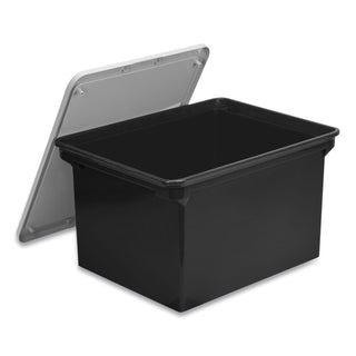 Storex Tote with Comfort Edges, Legal/Letter, 13.9" x 18.3" x 10.6", Black, 4/Carton (STX61528U04CCT)