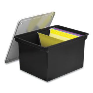 Storex Tote with Comfort Edges, Legal/Letter, 13.9" x 18.3" x 10.6", Black, 4/Carton (STX61528U04CCT)