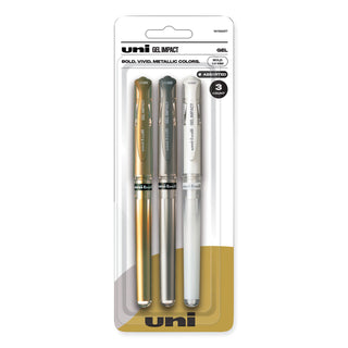 uniball® Impact Bold Stick Gel Pen, 1mm, Assorted Marvelous Metallic Ink/Barrel, 3/Set (UBC1919997)