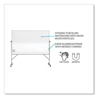 Ghent Reversible Magnetic Hygienic Porcelain Whiteboard, Satin Aluminum Frame/Stand, 72 x 48, White Surface (GHEARM4M446)