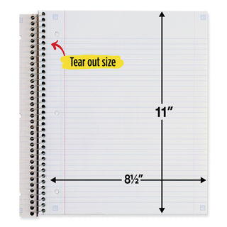Five Star® Wirebound Notebook with Two Pockets, 1-Subject, Medium/College Rule, Assorted Cover Color, (100) 11 x 8.5 Sheets, 3/Pack (MEA820188)