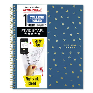 Five Star® Style Wirebound Notebook, 1-Subject, Medium/College Rule, Randomly Assorted Cover Colors, (80) 11 x 8.5 Sheets (MEA820156F)