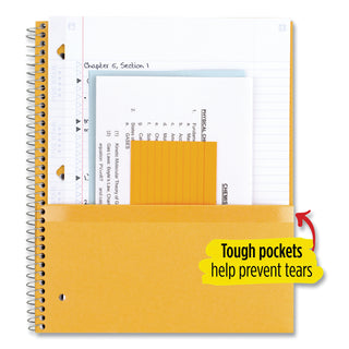 Five Star® Wirebound Notebook with Two Pockets, 1-Subject, Medium/College Rule, Assorted Cover Color, (100) 11 x 8.5 Sheets, 3/Pack (MEA820188)
