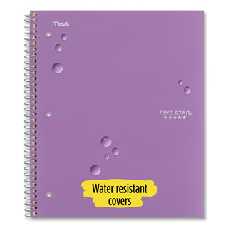 Five Star® Wirebound Notebook with Two Pockets, 1-Subject, Medium/College Rule, Assorted Cover Color, (100) 11 x 8.5 Sheets, 3/Pack (MEA820188)