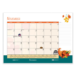 House of Doolittle™ Recycled Desk Pad Calendar, Illustrated Seasons Artwork, 22 x 17, Black Binding/Corners,12-Month (Jan to Dec): 2025 (HOD139)