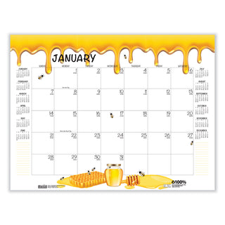 House of Doolittle™ Recycled Honeycomb Desk Pad Calendar, Honeycomb Artwork, 22 x 17, White/Multicolor Sheets, 12-Month (Jan to Dec): 2025 (HOD156)