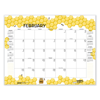 House of Doolittle™ Recycled Honeycomb Desk Pad Calendar, Honeycomb Artwork, 22 x 17, White/Multicolor Sheets, 12-Month (Jan to Dec): 2025 (HOD156)