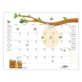 House of Doolittle™ Recycled Honeycomb Desk Pad Calendar, Honeycomb Artwork, 22 x 17, White/Multicolor Sheets, 12-Month (Jan to Dec): 2025 (HOD156)