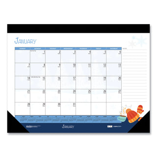 House of Doolittle™ Recycled Desk Pad Calendar, Illustrated Seasons Artwork, 22 x 17, Black Binding/Corners,12-Month (Jan to Dec): 2025 (HOD139)