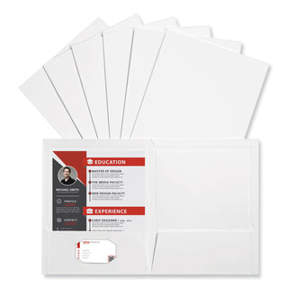 Universal® Laminated Two-Pocket Portfolios, Cardboard Paper, 100-Sheet Capacity, 11 x 8.5, White, 25/Box (UNV56417)