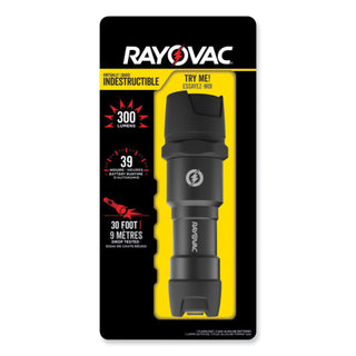 Rayovac® Virtually Indestructible LED Flashlight, 3 AAA Batteries (Included), Black (RAYROVDIY3AAA1)
