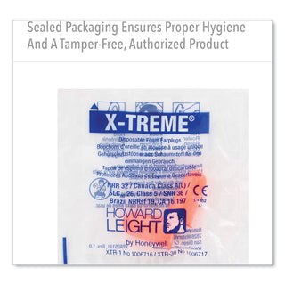 Howard Leight X-TREME Uncorded Disposable Earplugs, Uncorded, One Size Fits Most, 32 dB, Orange, 2,000/Carton (HOWXTR1)