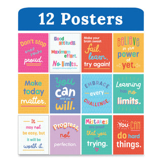 Carson-Dellosa Education Mini Posters, Growth Mindset Quotes, 8.5 x 11, 12/Set (CDP106009)