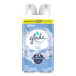 Glade® Air Freshener, Clean Linen Scent, 8.3 oz, 2/Pack, 3Packs/Carton (SJN377363)