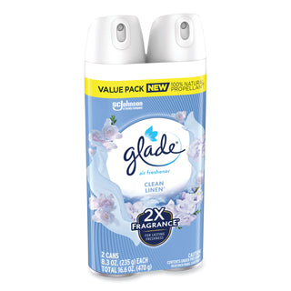 Glade® Air Freshener, Clean Linen Scent, 8.3 oz, 2/Pack, 3Packs/Carton (SJN377363)