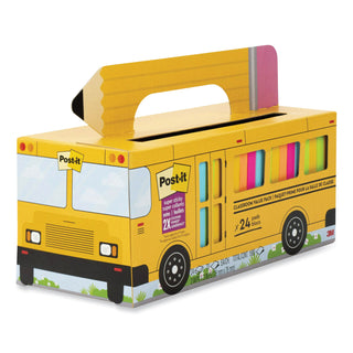 Post-it® Super Sticky Notes Classroom Value Pack, 3" x 3", Square, 65 Sheets per Pad, Orange, Green, Yellow, Pink, Blue, Sticky, Recyclable, Adhesive, Reusable, 24/Pack (MMM65424SSBUS)