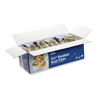 AmerCareRoyal® Knotted Bamboo Pick, Natural, 4.5", 100 Pack, 10 Packs/Carton (RPPR805)