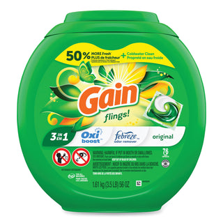 Gain® Flings Detergent Pods, Original, 76 Pods/Tub (PGC09207PK) (PGC09207PK)