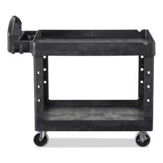 Rubbermaid® Commercial Heavy-Duty Utility Cart, Two-Shelf, 17-1/8w x 38-1/2d x 38-7/8h, Black (RCP450088BK)