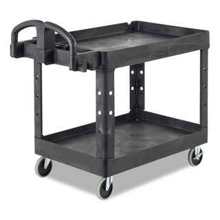 Rubbermaid® Commercial Heavy-Duty Utility Cart, Two-Shelf, 17-1/8w x 38-1/2d x 38-7/8h, Black (RCP450088BK)