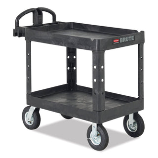 Rubbermaid® Commercial Heavy-Duty Utility Cart, Two-Shelf, 17-1/8w x 38-1/2d x 38-7/8h, Black (RCP450088BK)