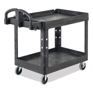 Rubbermaid® Commercial Heavy-Duty Utility Cart, Two-Shelf, 25 9/10w x 45 1/5d x 32 1/5h, Black (RCP452088BK)