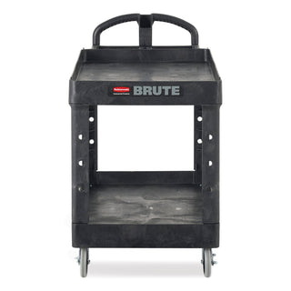 Rubbermaid® Commercial Heavy-Duty Utility Cart, Two-Shelf, 25 9/10w x 45 1/5d x 32 1/5h, Black (RCP452088BK)