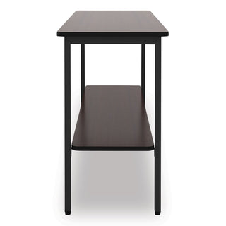 Iceberg OfficeWorks One-Shelf Utility Table, Rectangular, 47.25" x 17.7" x 29.5", Walnut Top, Black Base/Legs (ICE69124)