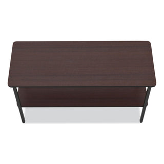 Iceberg OfficeWorks One-Shelf Utility Table, Rectangular, 47.25" x 17.7" x 29.5", Walnut Top, Black Base/Legs (ICE69124)
