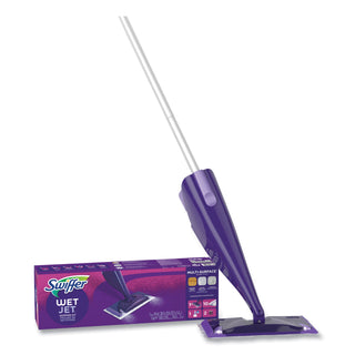 Swiffer® WetJet Mop Starter Kit with 10 Pads and 1 Cleaner, 11.3 x 5.4 Head, Silver Handle (PGC49886)