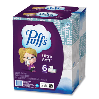 Puffs Ultra Soft Facial Tissue, 2-Ply, White, 124 Sheets/Box, 6 Boxes/Pack, 4 Packs/Carton (PGC35554)